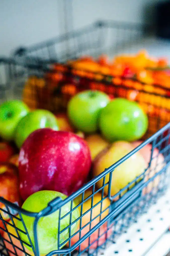 apples on shelf in food pantry