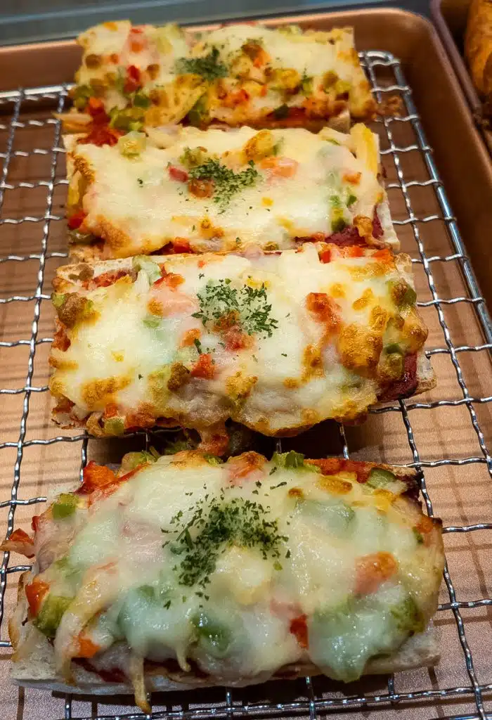 bread with metled cheese on top