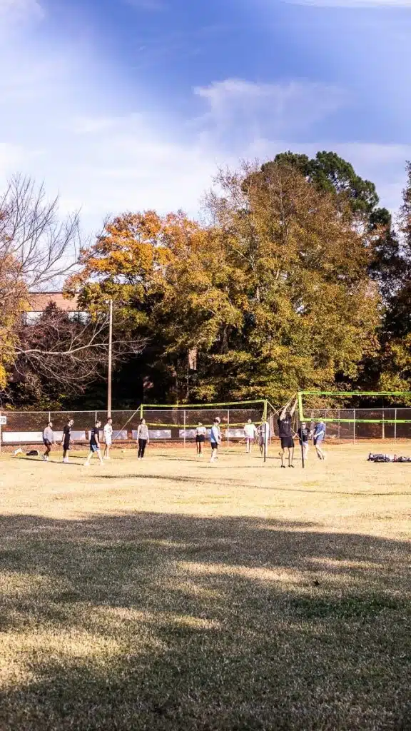 People playing volleyball ay Jaycee Park