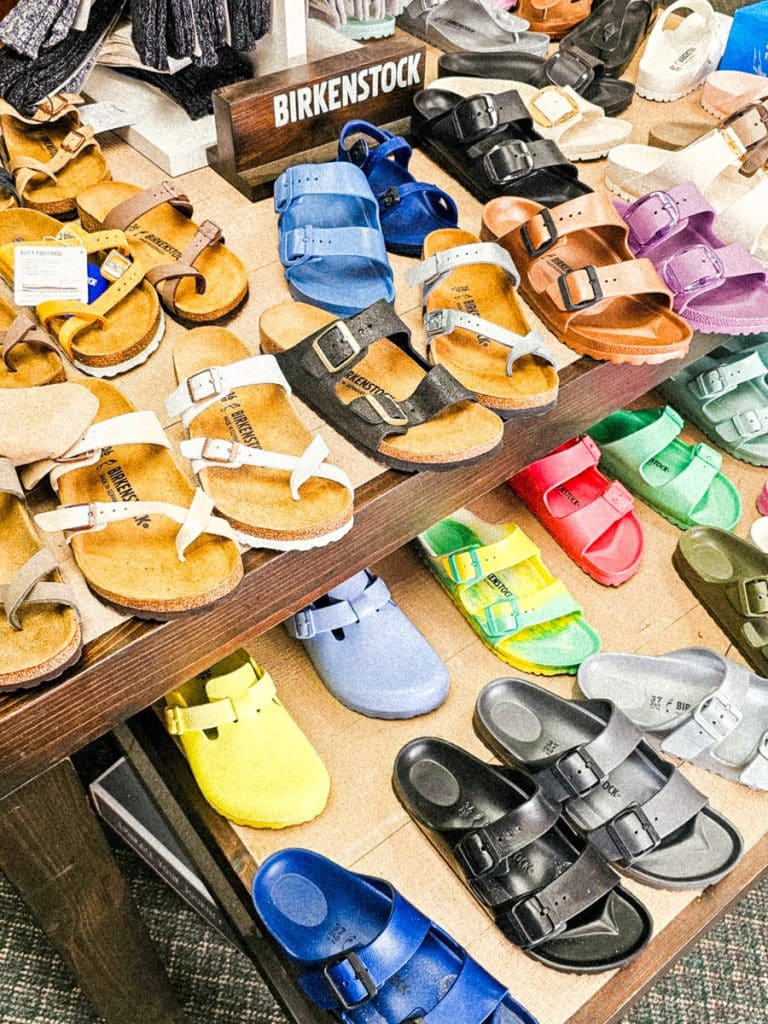 shelves full of Birkenstock