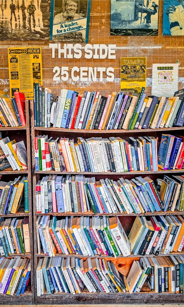 shelves of books inside bookstore