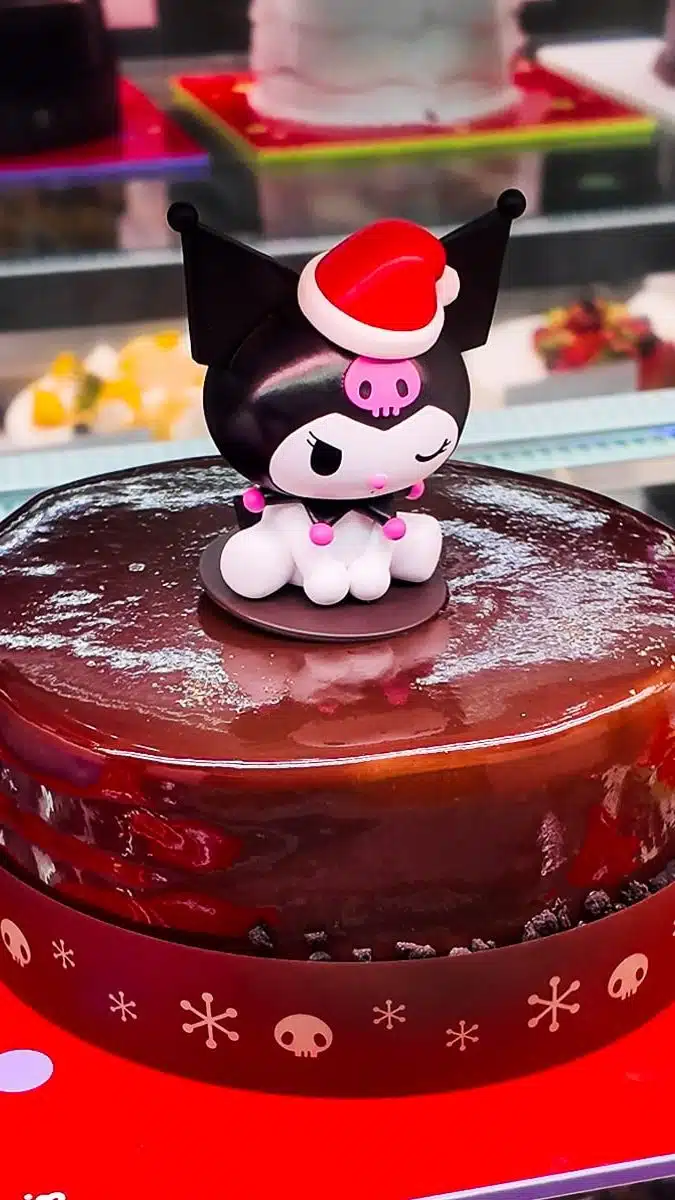 chocolate cake with japenese character on top