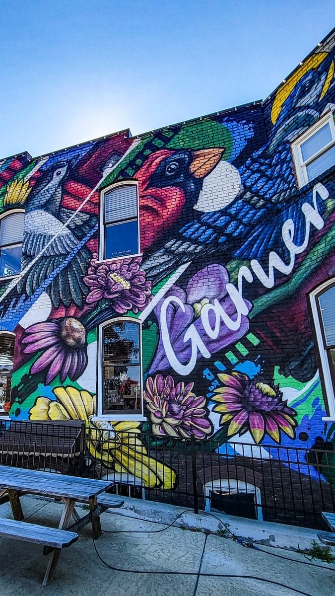 Mural on a brick building with the name Garner.