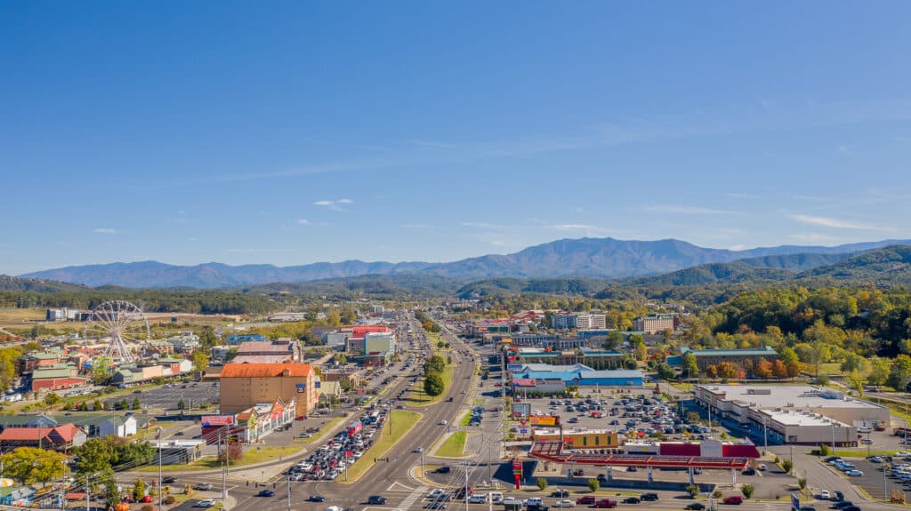 Pigeon Forge aerial of main parkway