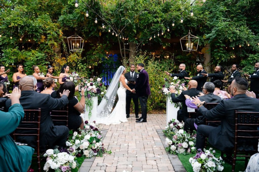 wedding ceremony in garden