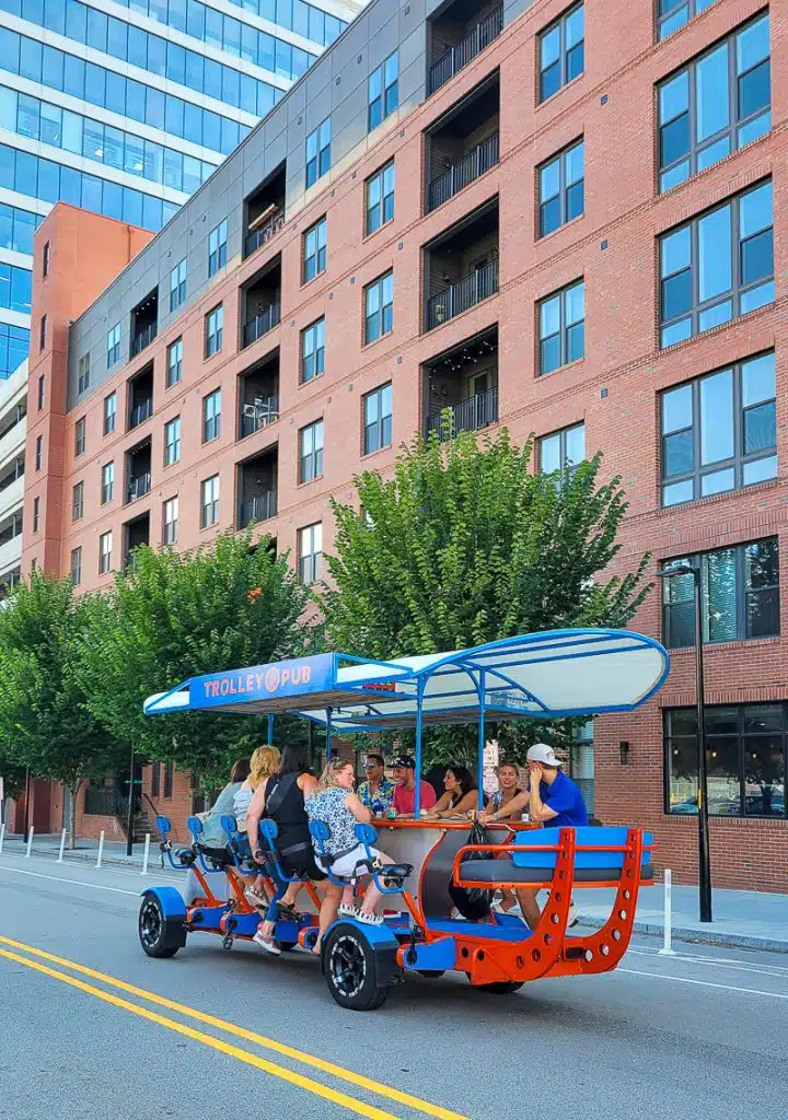 trolly pub on streets of raleigh