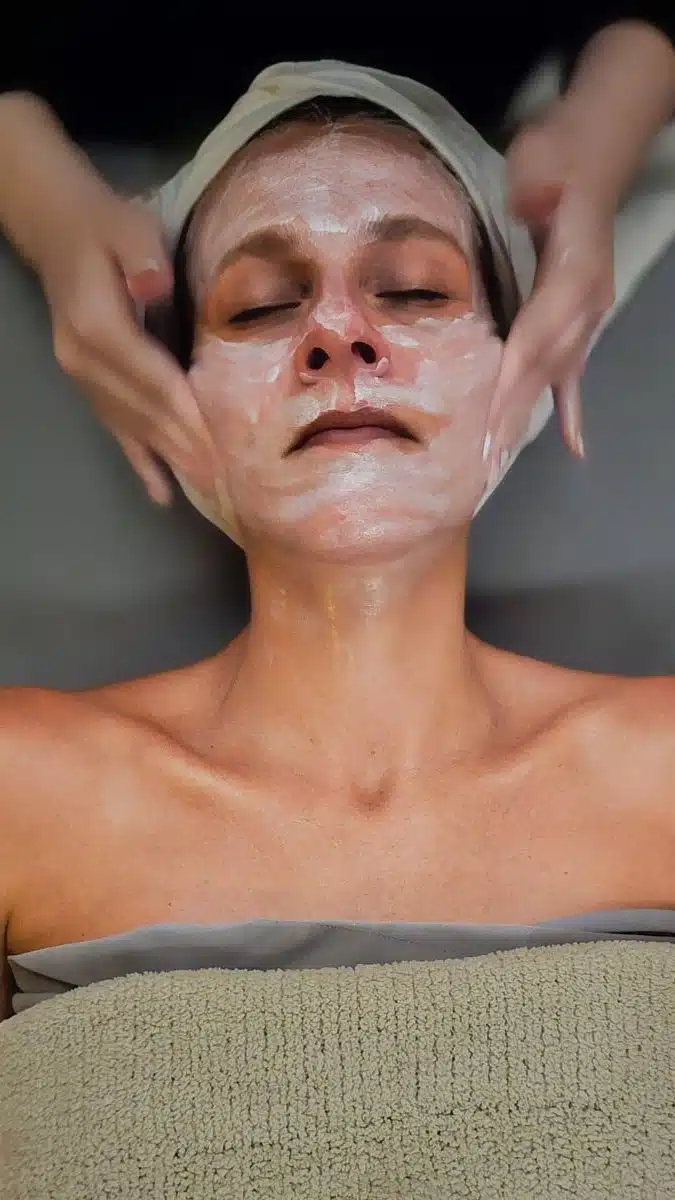 A lady getting a facial.