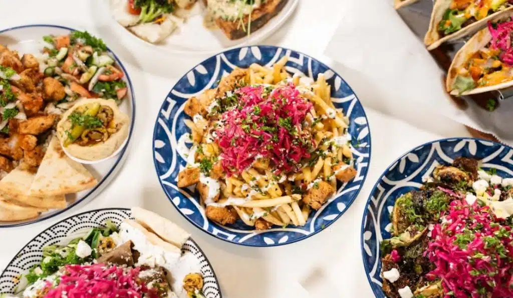 table filled with Mediterranean dishes