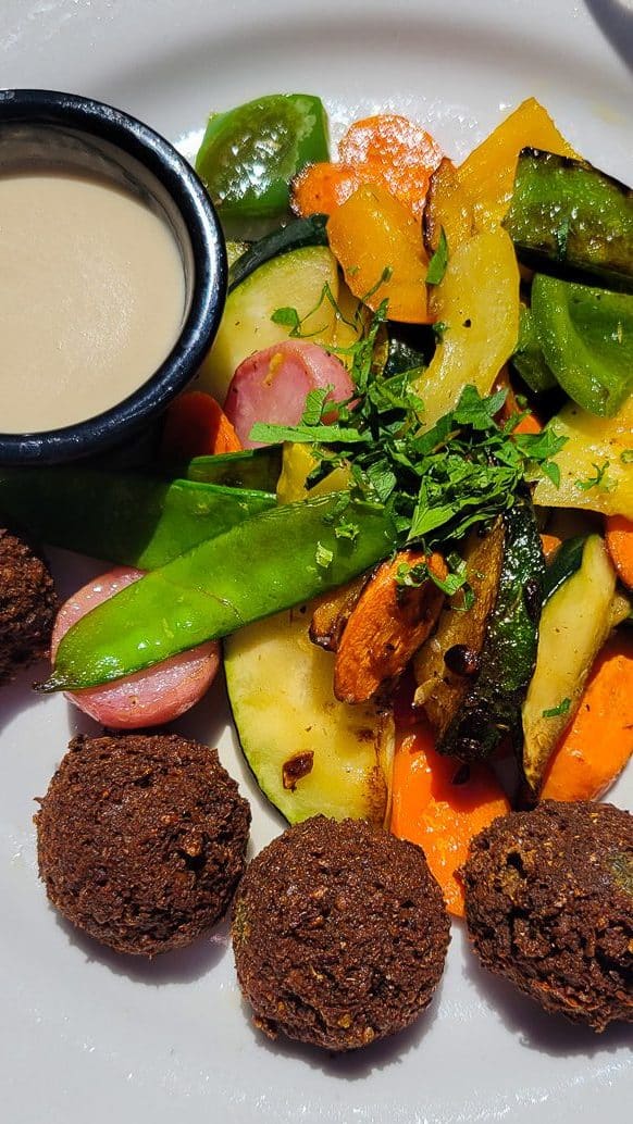 Felafal and vegetable dish at Sitti Lebanese restaurant in Raleigh