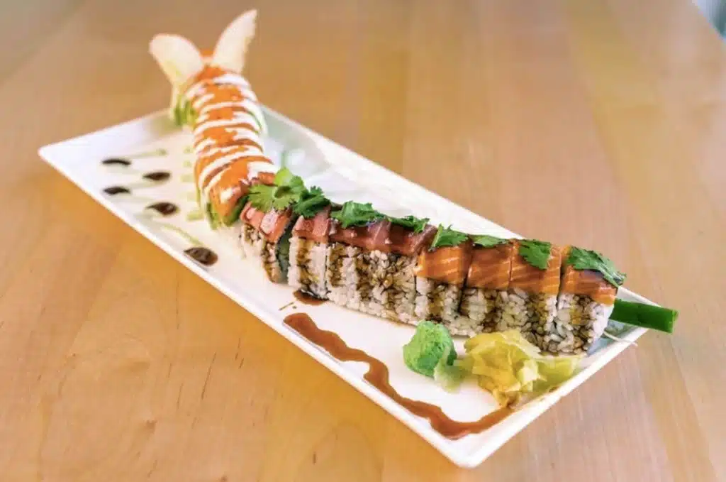 artfully crafted sushi roll sushi at the park cary