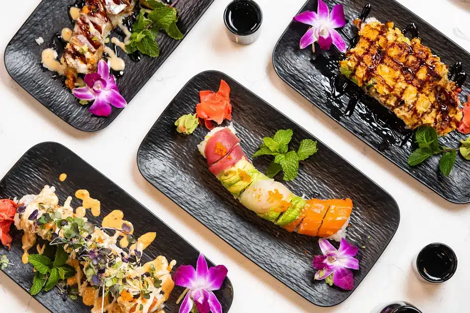 tale full of sushi plate