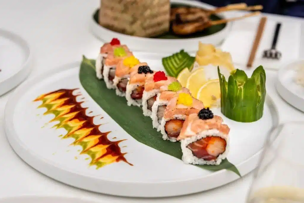 sushi on table at osha thai