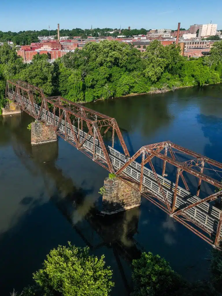 bridge over dan river in danville drone