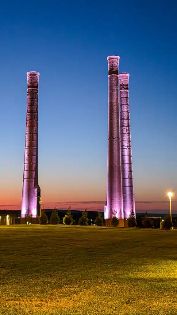 danville smotestacks at night
