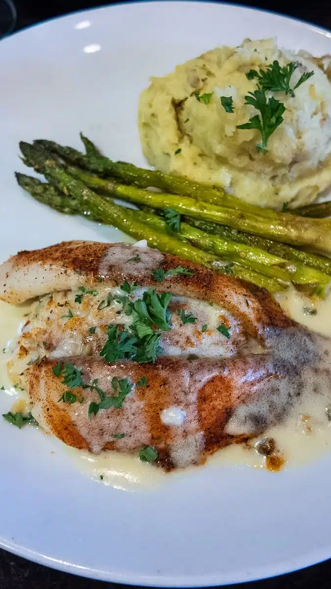 crab stuffed flounder at cottonside mill