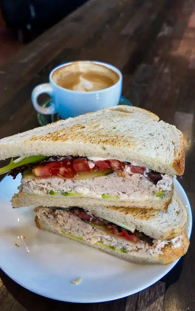 turkey sandwich at crema and vine