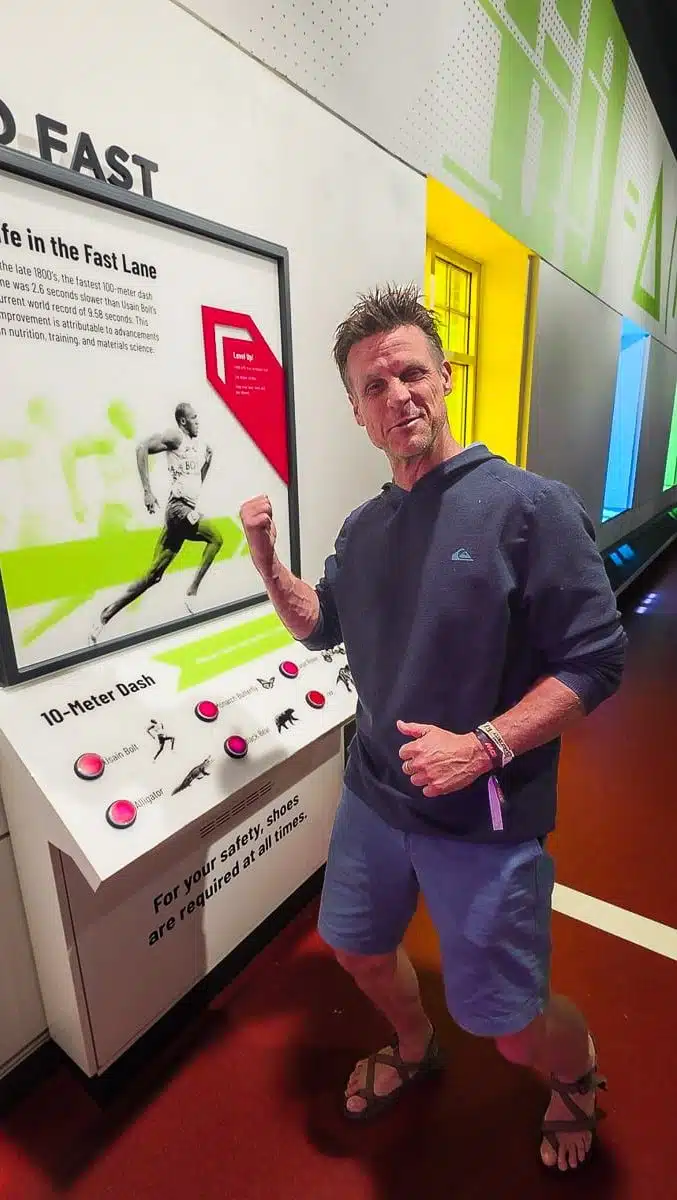 man on race track experiment at danville science center