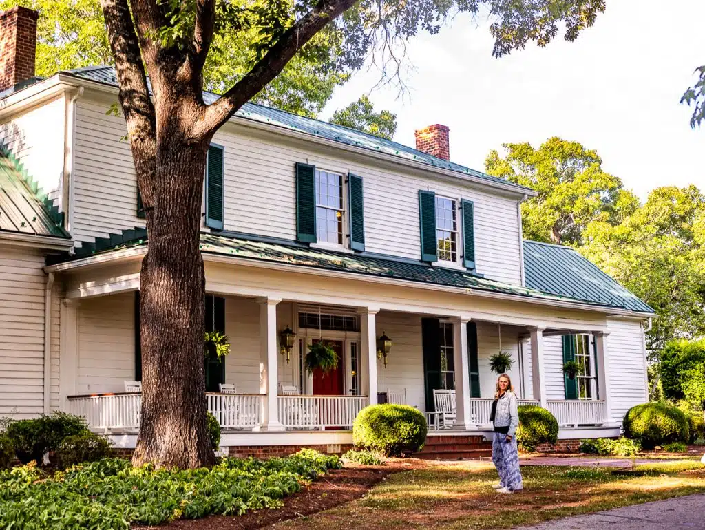 woman standing outside Oak Tavern VIR