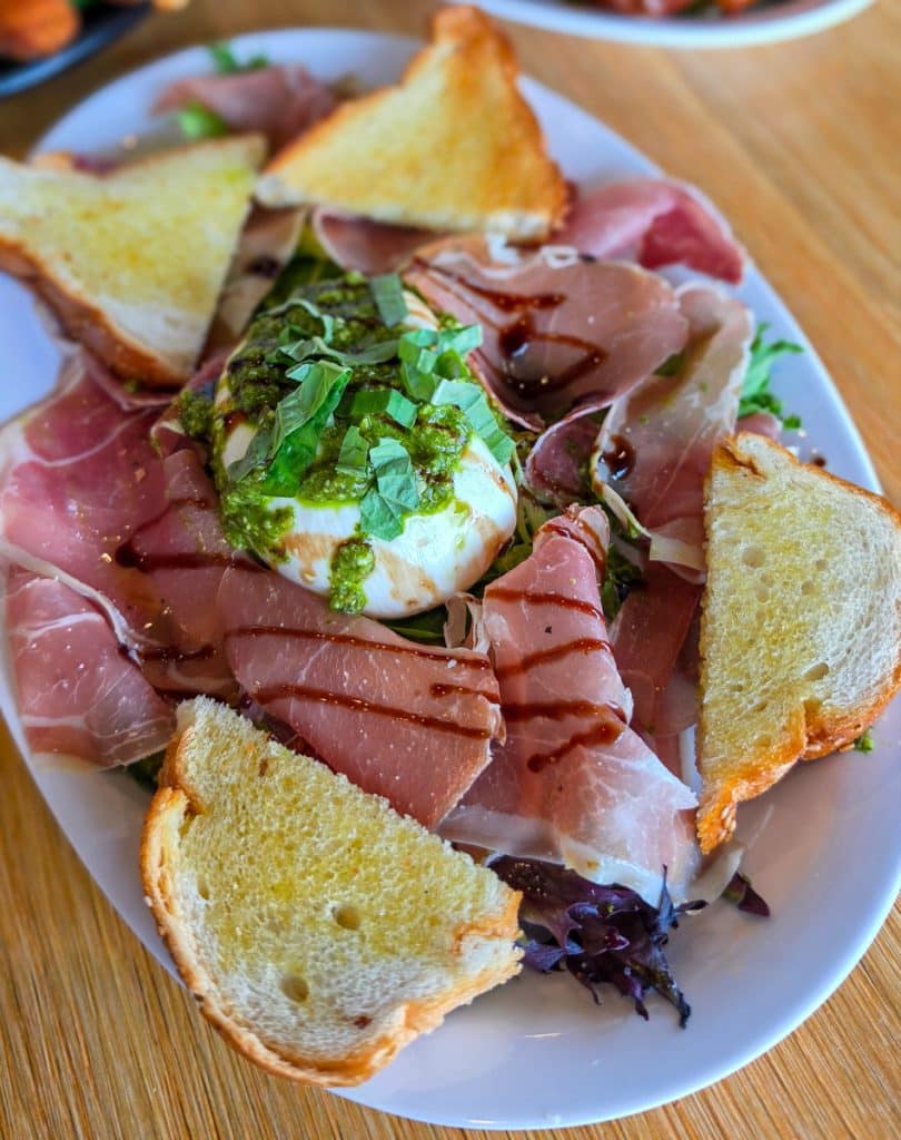 pesto burrata at mikey's pizzeria